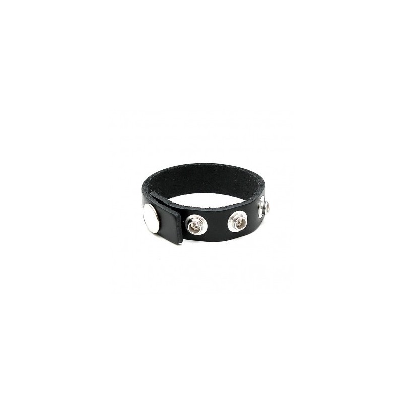 Anillo para el pene ajustable – Cuero auténtico con 3 broches